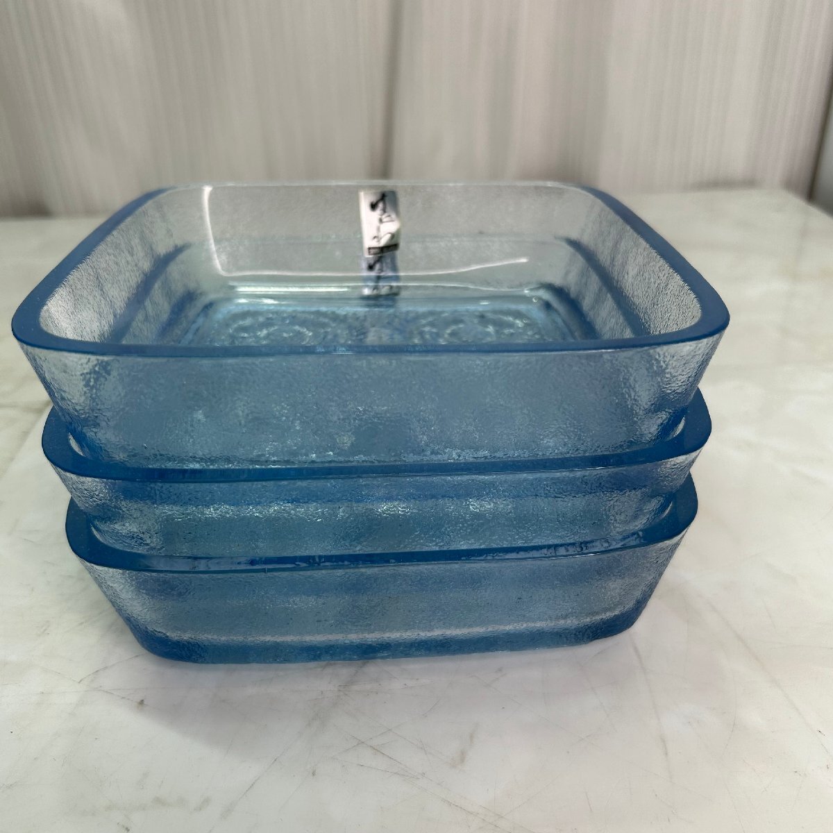 ♪M♪ はにわ 曽我ガラス はにわ角中鉢 四角鉢 食器 キッチン 日用品 3点まとめ売り 皿 ガラス製品 中古品 ♪A-240819拍卖