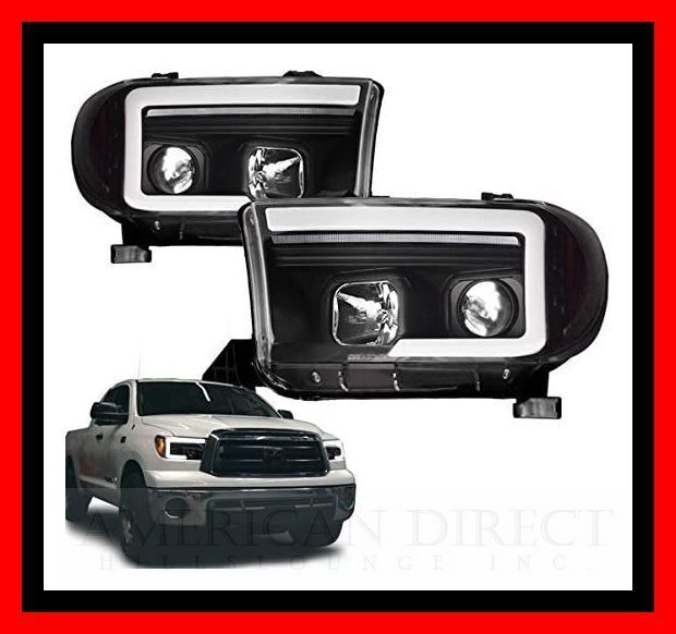 【流れるウインカー/日本仕様/ブラック】07-13y タンドラ セコイア ヘッドライト ヘッドランプ 日本光軸仕様 シーケンシャルウインカー拍卖