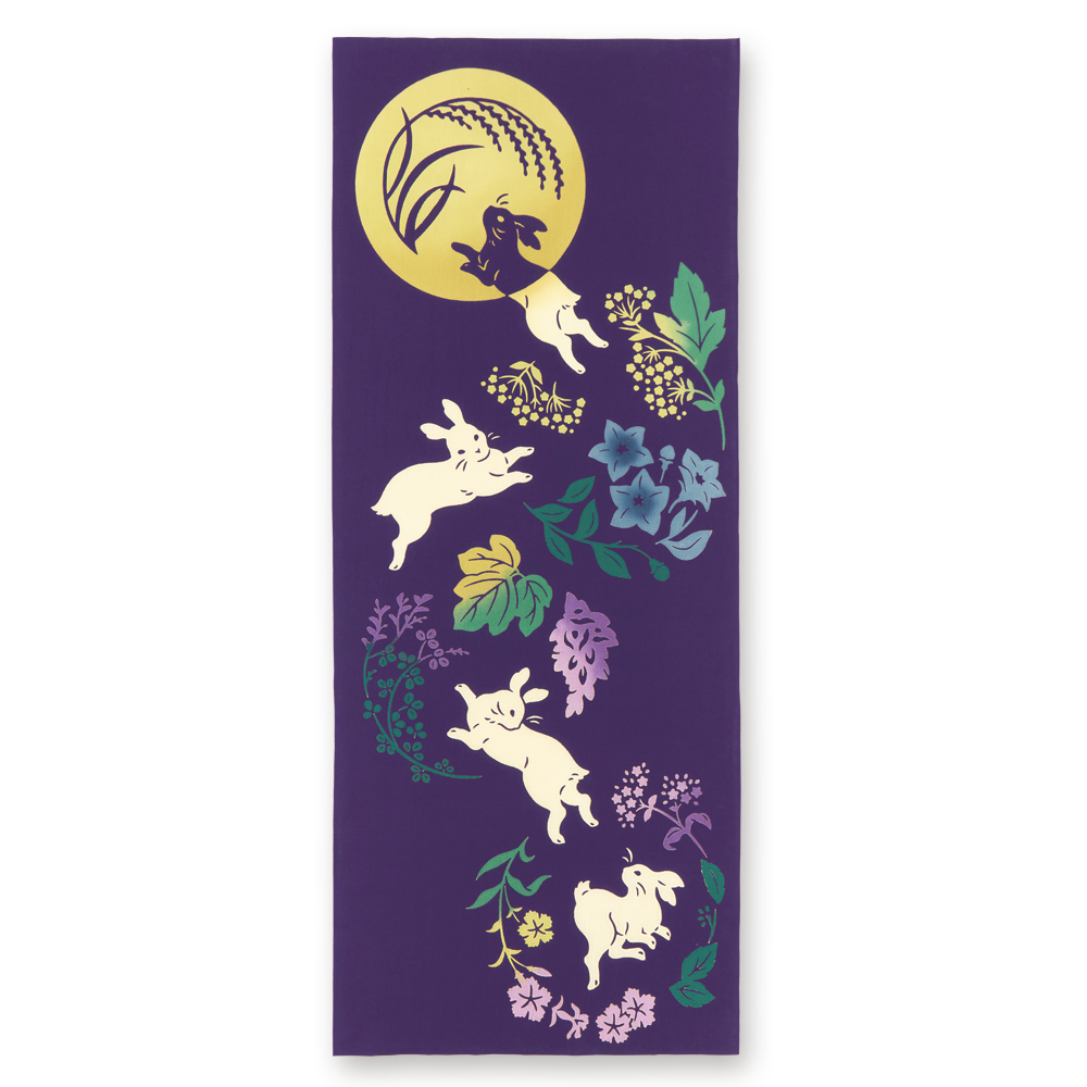 日本手ぬぐい 十五夜白兎 kenema 秋 お月見 和柄 おしゃれ 注染 手拭い 日本製拍卖