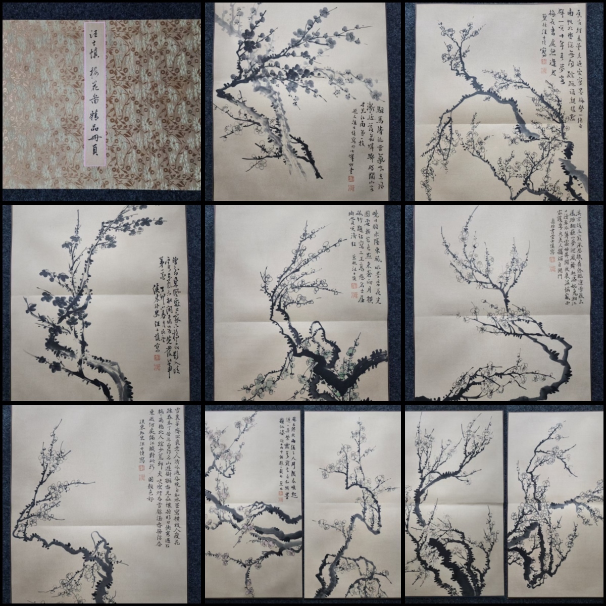 古美術 冊頁 中国・清時代 「汪士慎書」 紙本 【墨梅図画冊 十開】 書道 真筆逸品 肉筆保証 唐物 古画 LT-240838拍卖