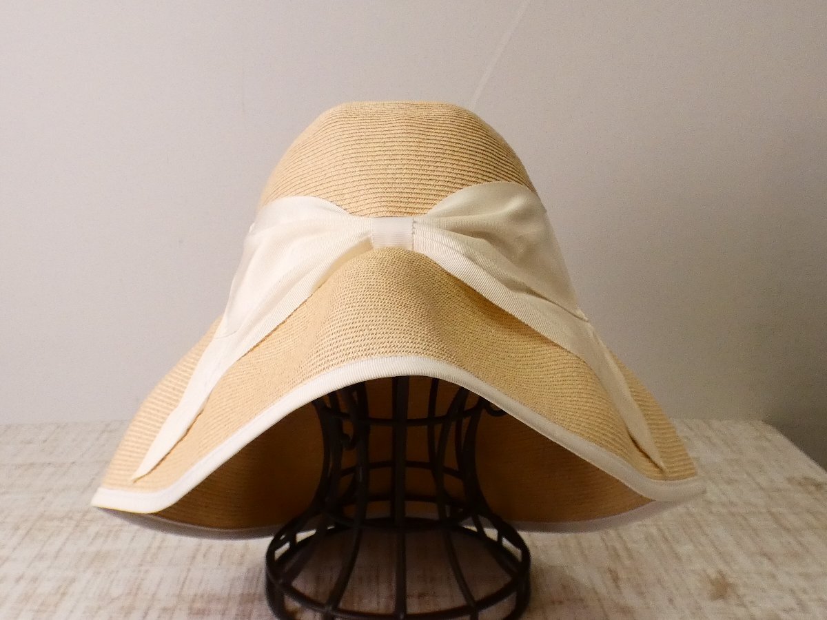 アシーナニューヨーク Athena New York ユナイテッドアローズ 定番ホワイトリボンハット【L's(F)/2.4万円/ベージュ/未使用】d4D0拍卖