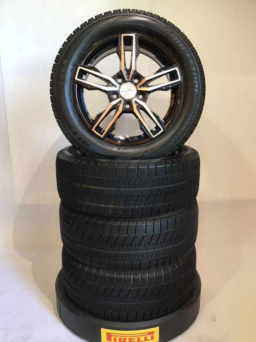 ★バリ溝お買い得★アウディA3、ワーゲンゴルフ等スタッドレスセット 16×6.5J+48 112-5H BRIDGESTONE 205/55R16 91Q 中古品4本拍卖