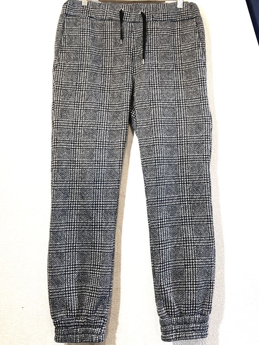 INHERIT★ジョガーパンツ★テーパード★ツイード★チェック★ウール★フェルト★リブ★ストレッチ素材★インヘリット★定価7,000円★灰拍卖