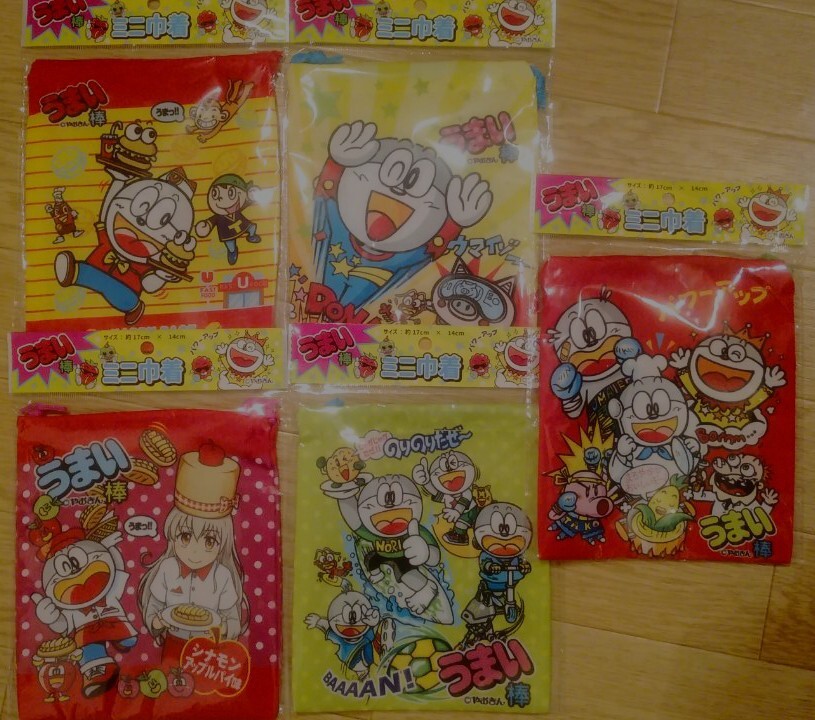 即決☆未開封☆5種類セット☆うまい棒 ミニ巾着袋 やおきん グッズ 両面プリント☆拍卖