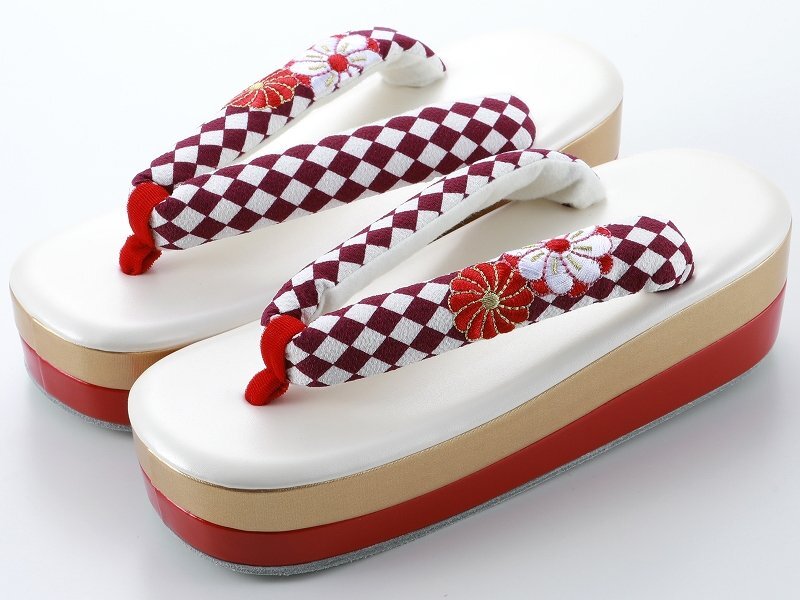 訳あり■振袖用■こっぽり風 かかと高 厚底 刺繍入り ソフト鼻緒 草履 フリーサイズ zh-312-e1【成人式 卒業式 ぽっくり】拍卖