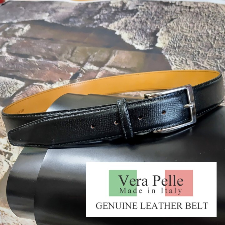 イタリー製高級ベルト VERA PELEE Maid in Itary ベルト メンズ 牛革 ブランド ブラック 黒 ブラウン 茶 シルバー 銀 ビジネスベルト拍卖