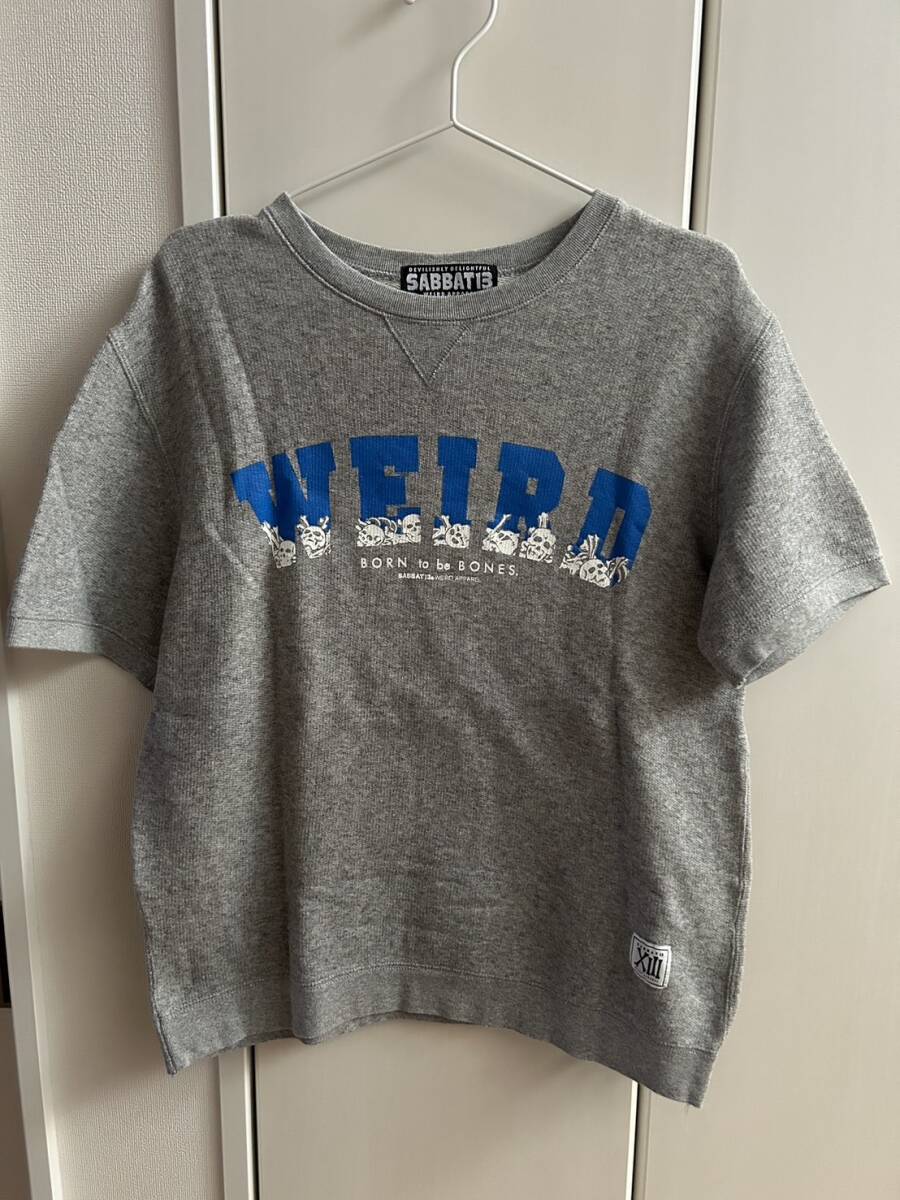 SABBAT13 サバトサーティーン 半袖スウェットシャツ サイズM WEIRD ロゴ グレー系 綿100% 中国製 程度良好 ドクロ拍卖