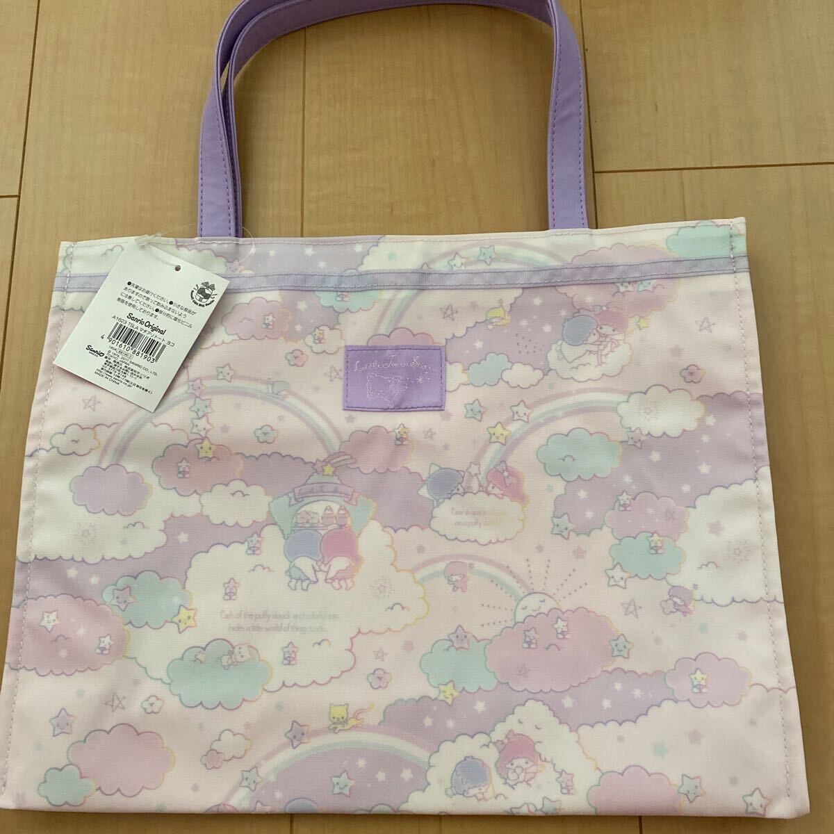 新品 サンリオ キキララ リトルツインスターズ マチありラミネートトートバッグ拍卖