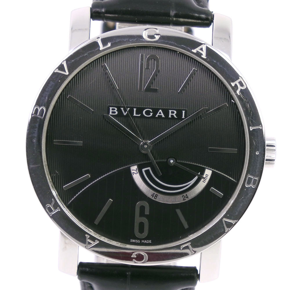 BVLGARI ブルガリ ブルガリブルガリ BB41SL 腕時計 SS×クロコダイル 手巻き パワーリザーブ メンズ 黒文字盤【90000154】中古拍卖