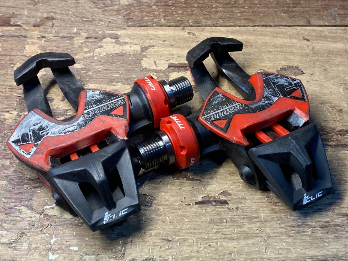 IB179 タイム TIME エクスプレッソ XPRESSO 12 ビンディングペダル カーボン チタン 黒赤 ※踏面固定ボルト欠品拍卖