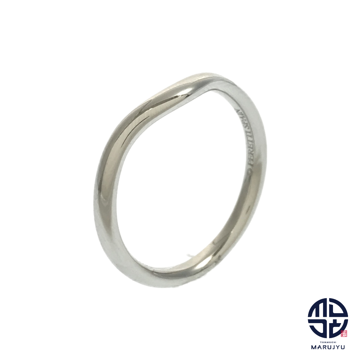 TIFFANY&CO. Tiffany ティファニー PT950 プラチナ エルサペレッティ カーブド バンドリング 指輪 約8号 ジュエリー アクセサリー拍卖