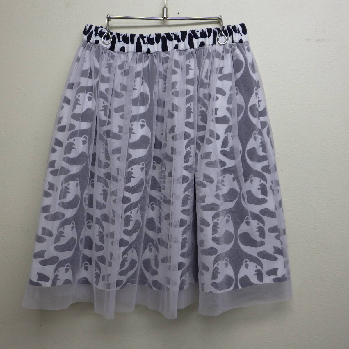 衣A Finlayson フィンレイソン チュールスカート パンダ総柄 ウエストゴム ポケット付き Lサイズ ぱんだちゃん拍卖