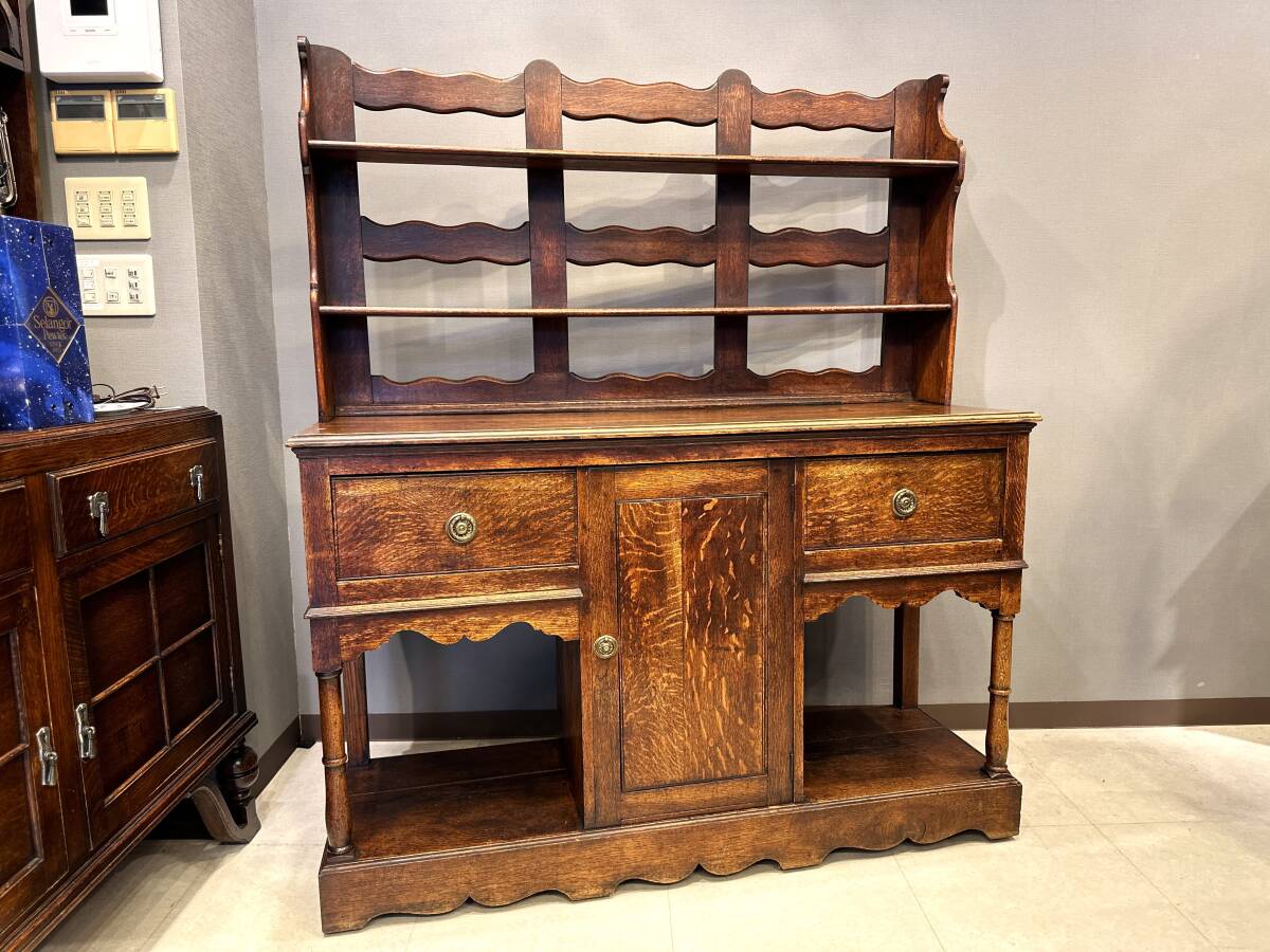 4H14 イギリスアンティーク ディスプレイキャビネット コレクションラック サイドボード カップボード拍卖