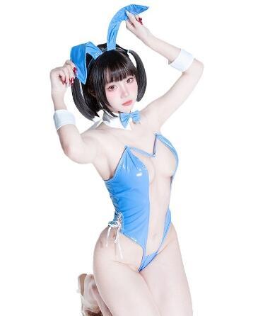 今季新作 PINKエナメル光沢 クリアバニーガールCOS レオタード4点SET クロッチ開閉テディ仕上げ お色選択可拍卖