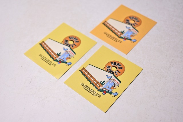 SUPERMARKET ★ スーパーマーケット ★ ステッカー ★ シール ★ 5cmx6cm ★ 3枚セット 黄色系2枚 オレンジ系1枚 ★ 中古品 ★ 未使用 ★拍卖