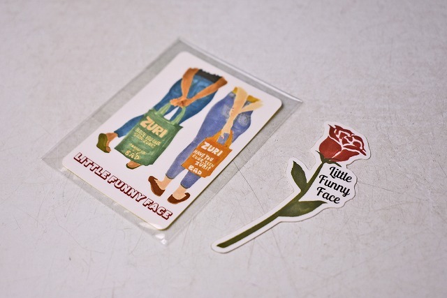 LITTLE FUNNY FACE ★ リトルファニーフェイス ★ ステッカー ★ シール ★ ZURI ★ イラスト ★ 2種類 ★ 赤いバラ ★ 中古品 ★ 未使用拍卖