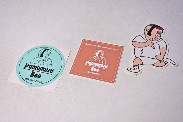 スパム八十吉 ★ PAMUMUSU BEE ★ パムムスビー ★ ステッカー ★ シール ★ 3種 各1枚セット ★ HAWAIIAN BENTO ★ 中古品 ★ 未使用 ★拍卖