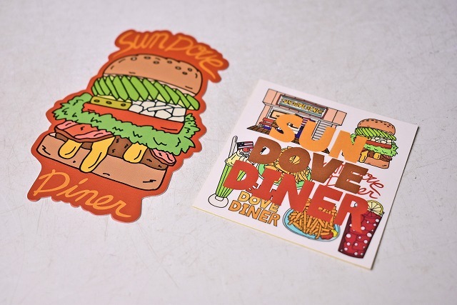 SUN DOVE DINER ★ サンダヴダイナー ★ ステッカー ★ シール ★ 2種 2枚セット ★ ハンバーガー ★ 中古品 ★ 未使用 ★拍卖