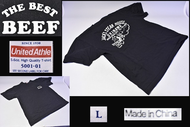 JACK'S STEAK HOUSE ★ ジャッキーステーキハウス ★ Tシャツ ★ 沖縄 ★ OKINAWA ★ 黒 ★ L ★ 綿100% ★ THE BEST BEEF ★ 中古品 ★拍卖