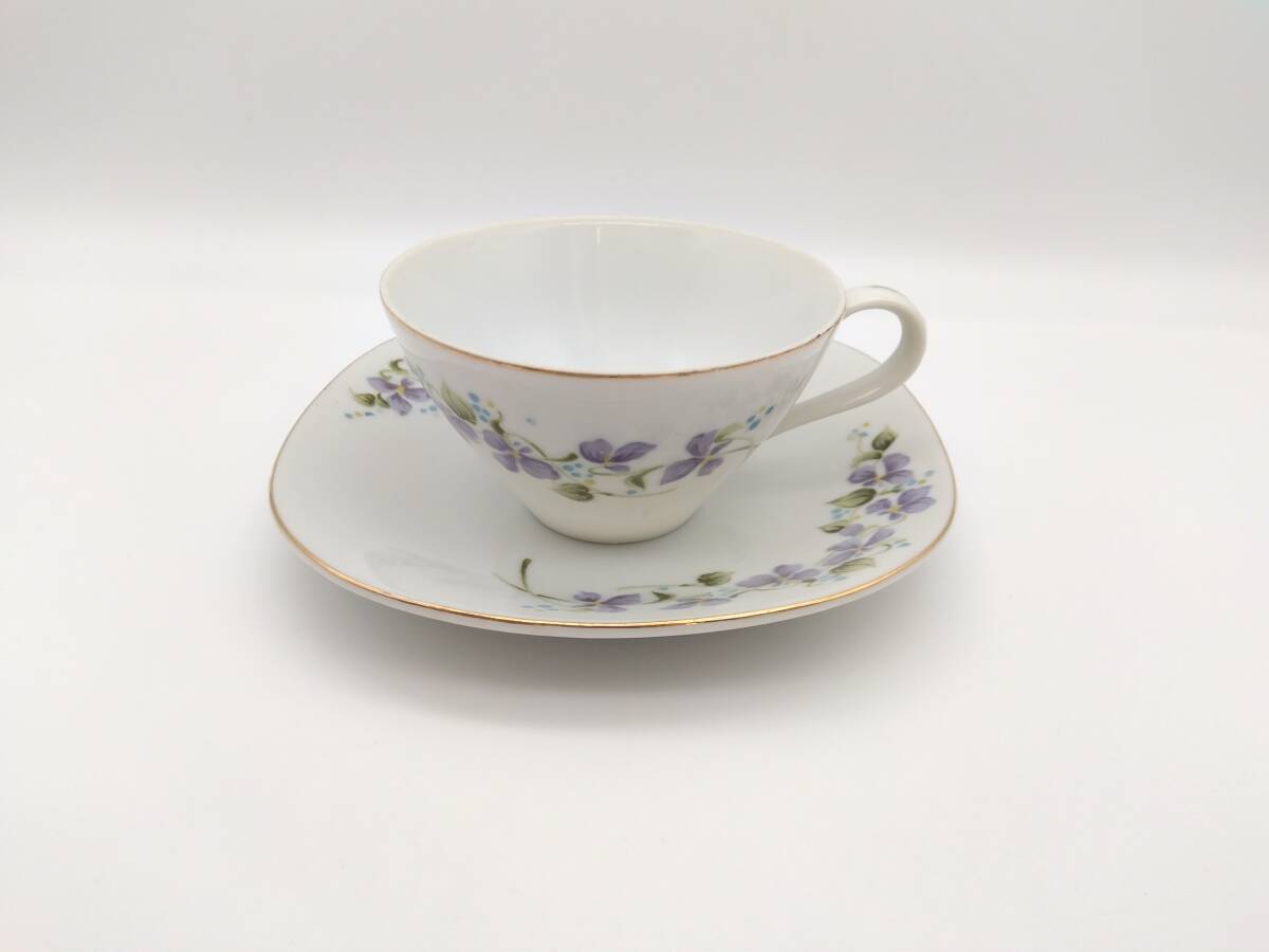 TACHIKICHI カップ & ソーサー すみれ 柄 たち吉 ティー コーヒー 昭和 レトロ モダン 当時物 ヴィンテージ 陶器 宇山あゆみ A拍卖