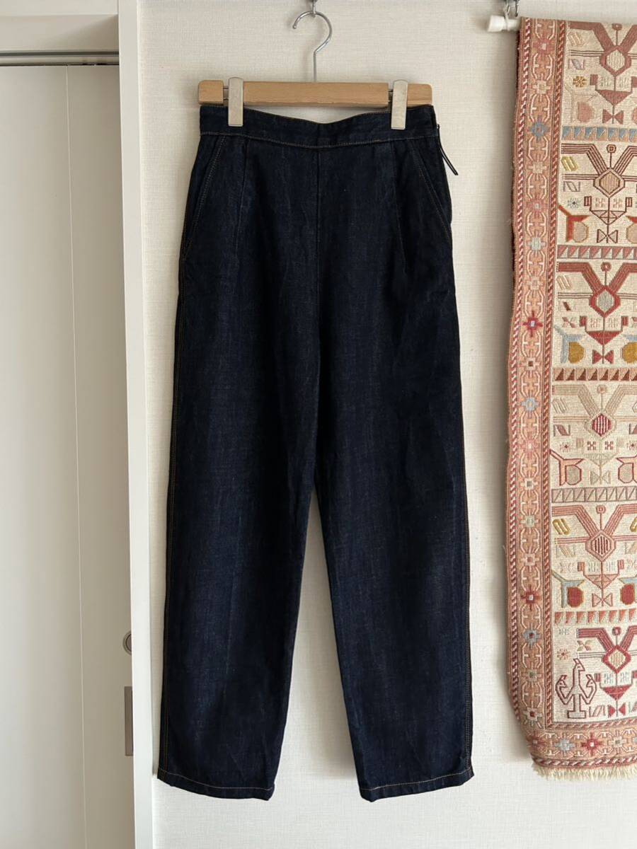 マルニ コットン デニム きれいめ サイドジップ インディゴ MARNI パンツ ジーンズ 38 M 綿 デニムパンツ テーパード ☆拍卖