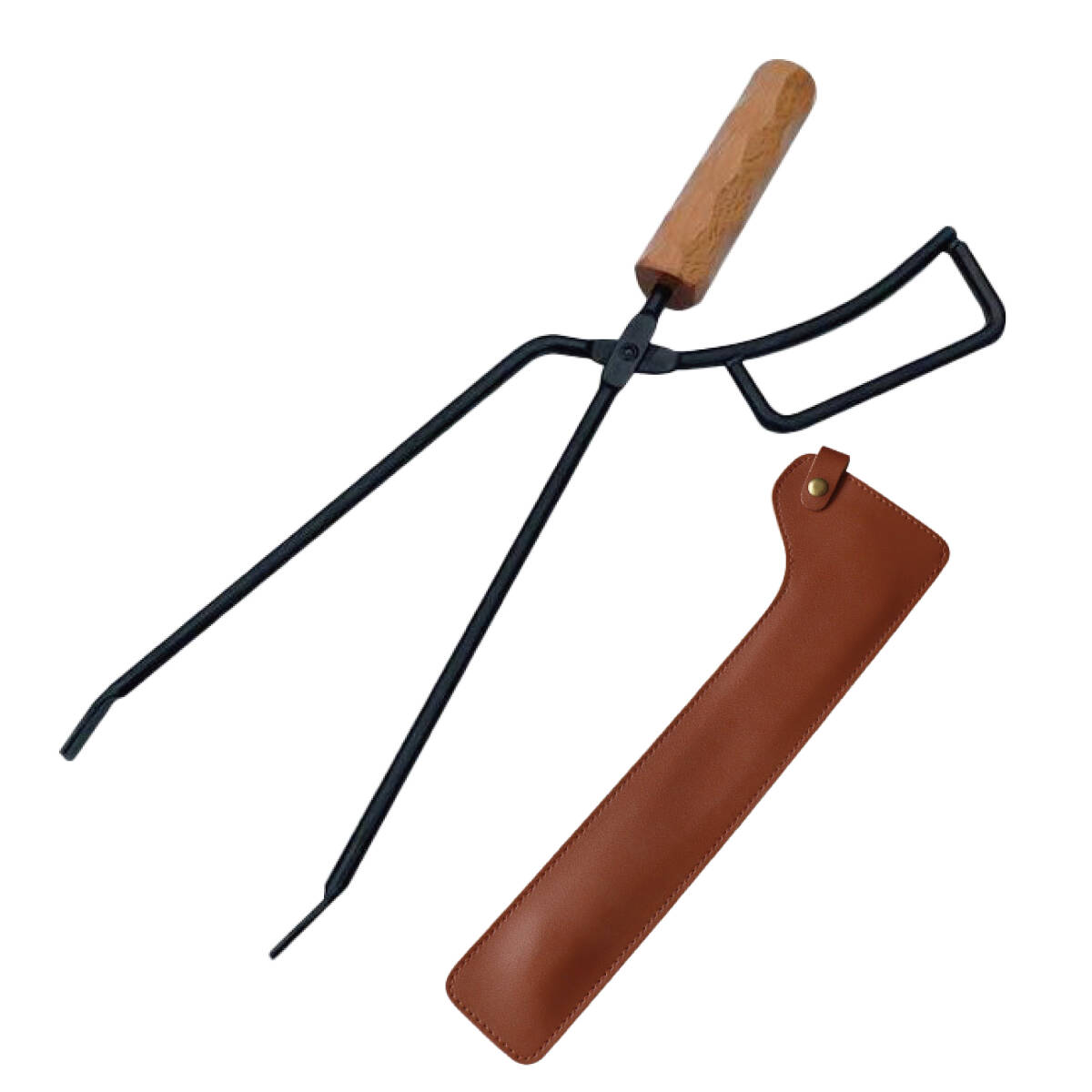 薪ばさみ 収納カバー付き ブラック ファイヤープレーストング 炭ばさみ BBQトング ステンレス 火ばさみ 火鋏 RODGERS拍卖