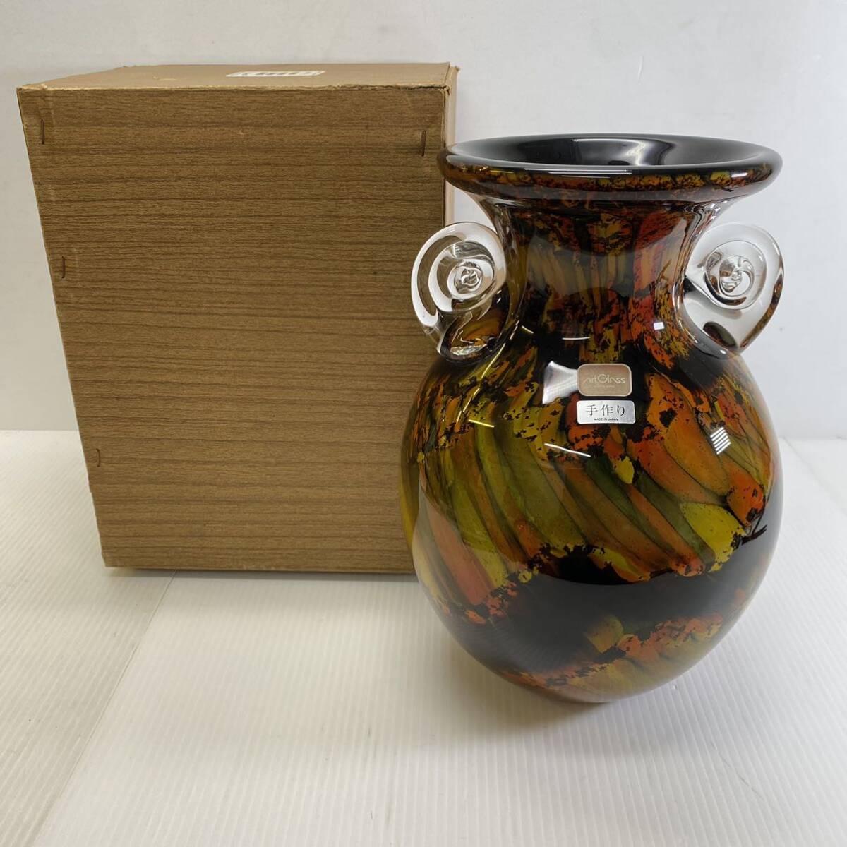 KAMEI GLASS カメイ ガラス 花瓶 フラワーベース 花器 花入 花生 硝子製 マーブル 柄 置物 インテリア 飾拍卖