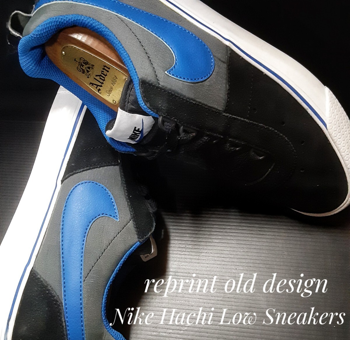 最値!良品!隠れた名作!90's復刻!オールドデザイン!ナイキ ハチ ロー高級ヌバックレザースニーカー!希少バロックカラー!ブラック!黒青白 27拍卖