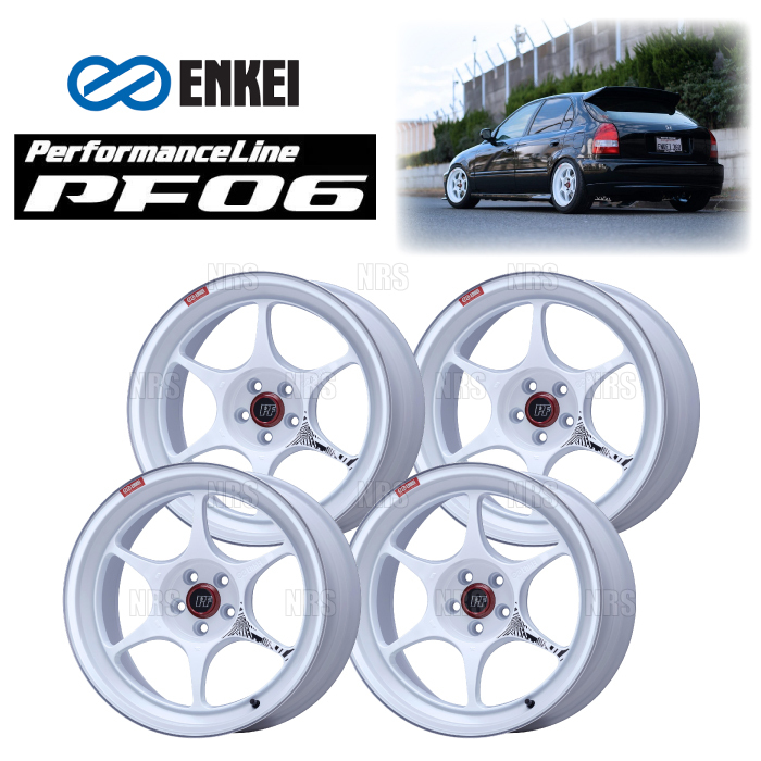 ENKEI エンケイ PF06 (M/W マシニングホワイト/リアフェイス) 8.0J x 15インチ +35 PCD114.3 5穴 4本セット (PF06-B004-MWH-4S拍卖