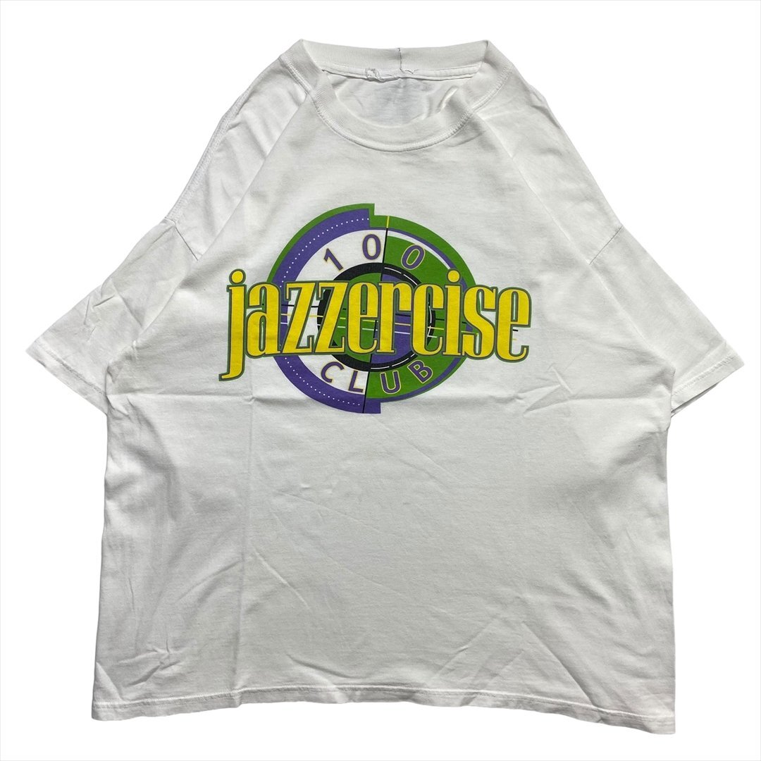 Tシャツ 半袖 ホワイト 古着 メンズ FREE Jazzercise ロゴTシャツ クリーニング済み拍卖
