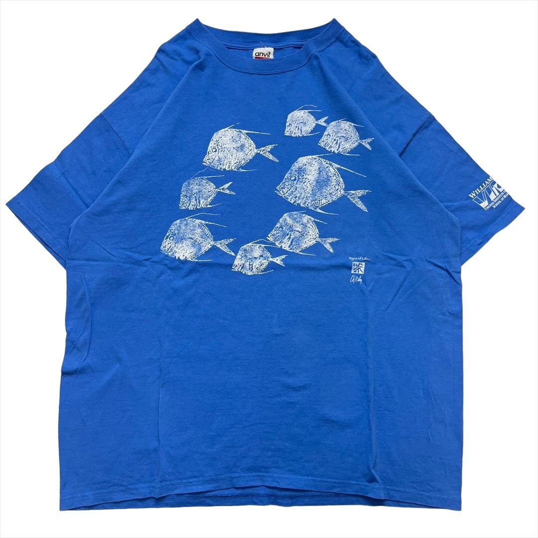 Tシャツ 半袖 ブルー 古着 メンズ XL 熱帯魚 海 水色 クリーニング済み拍卖