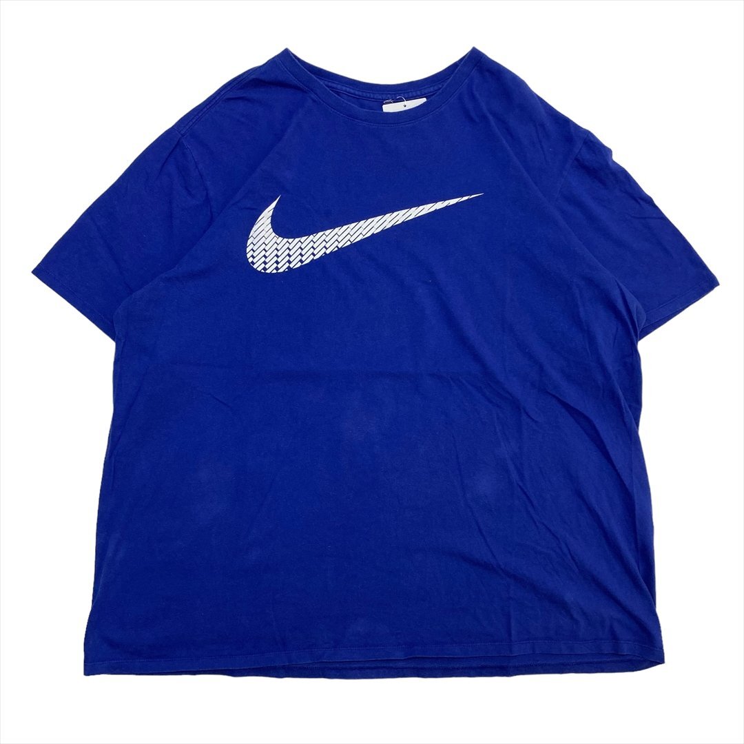 ナイキ NIKE Tシャツ 半袖 ブルー 古着 メンズ XXL スウォッシュ ワンポイント スポーツ クリーニング済み拍卖