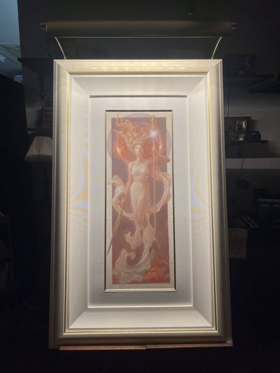 OS711. 8. 真作保証アール・グラージュ 「プロミネンス」 91×34 長野剛 絵画 中古ゴールドライト付き(小傷あり) リモコン新品拍卖