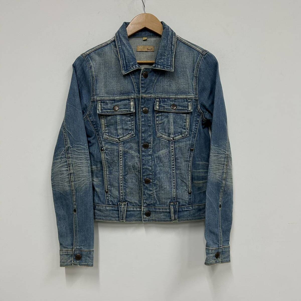 YANUK ヤヌーク ストレッチ ダメージ加工 Gジャン デニムジャケット ブルー S レディース a224拍卖