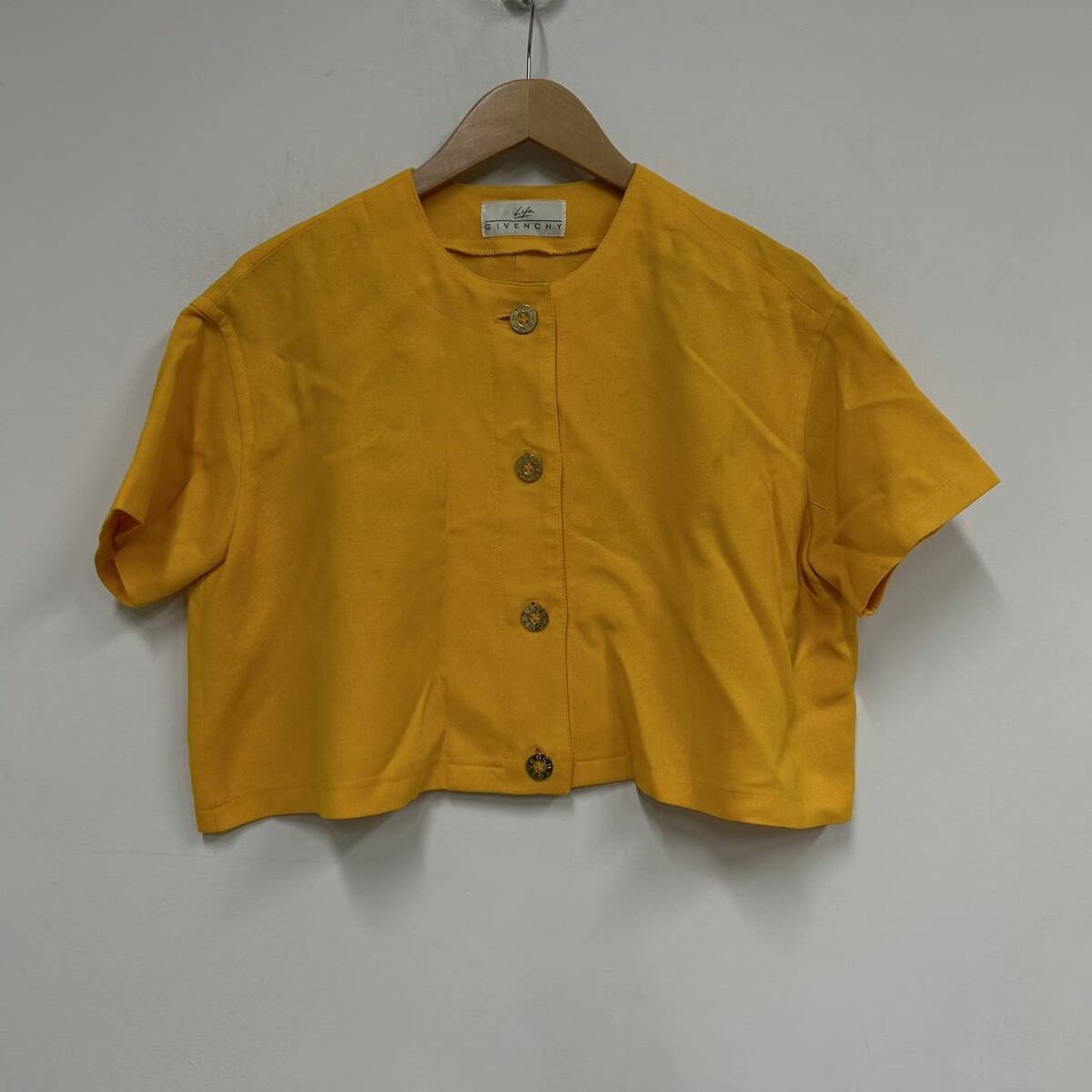GIVENCHY Like ジバンシィ ライク ノーカラー トップス 黄色系 半袖 バンドカラー レディース 9号 a227拍卖