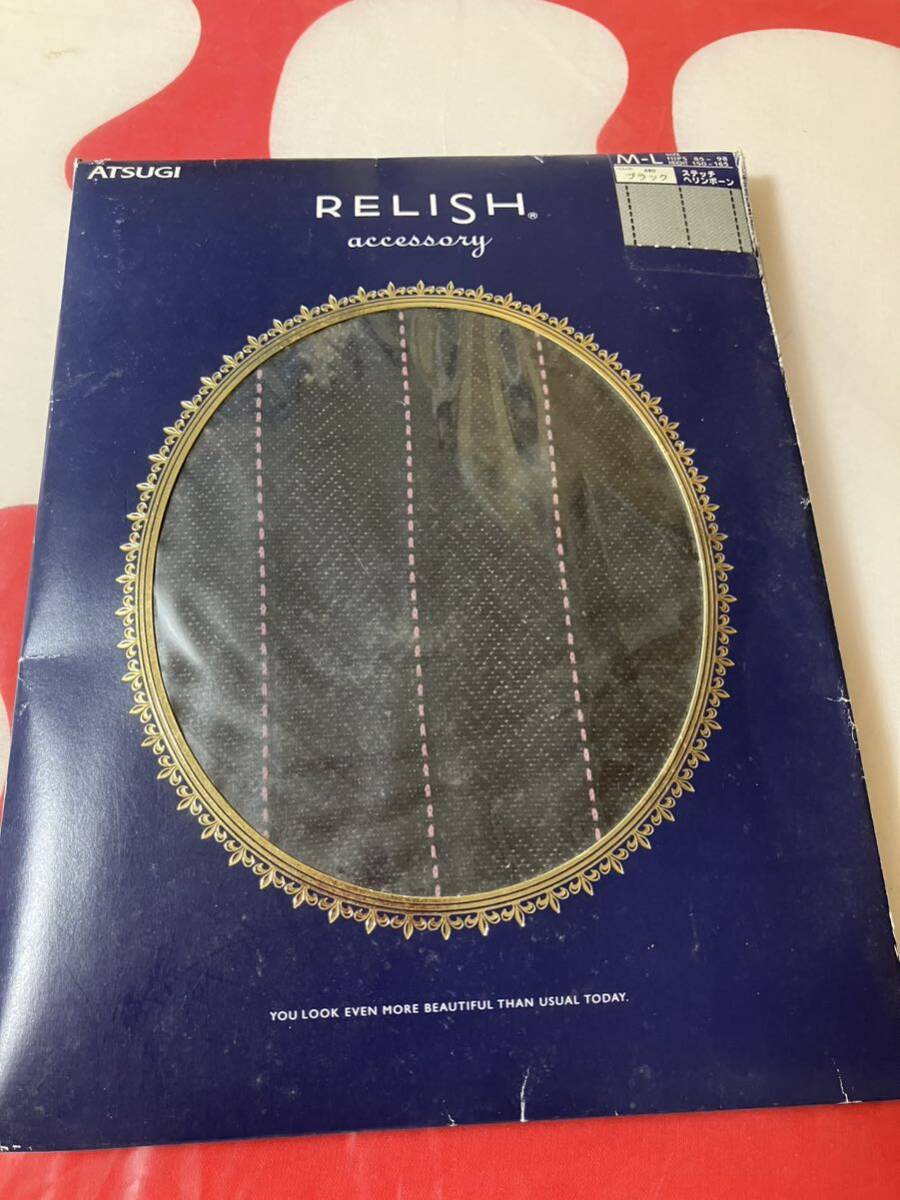 atsugi relish accessory panty hose ステッチ ヘリンボーン ブラック アツギ レリッシュ パンスト パンティストッキング 柄 黒 stocking拍卖