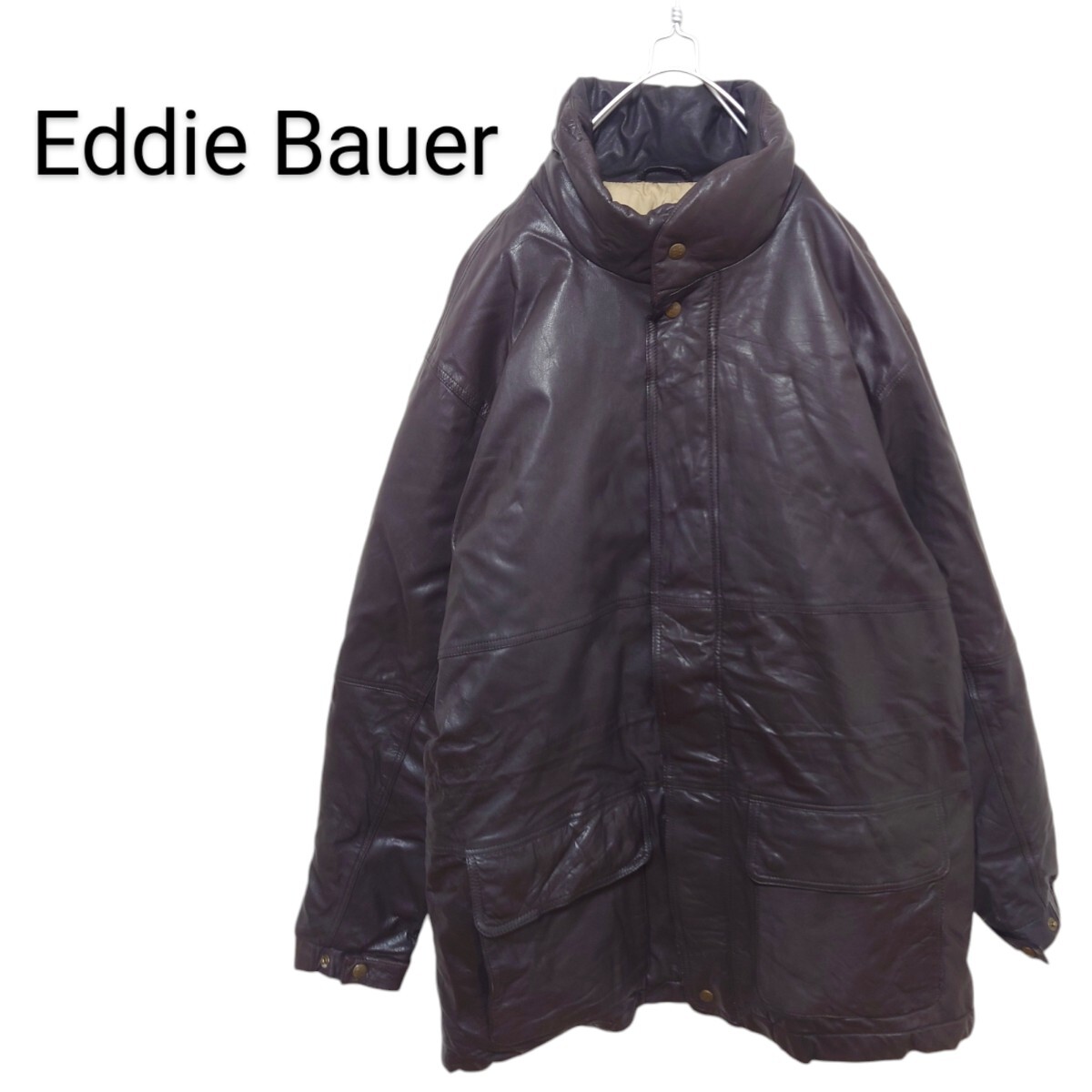 【Eddie Bauer】80's 黒タグレザーダウンジャケット A-2211拍卖