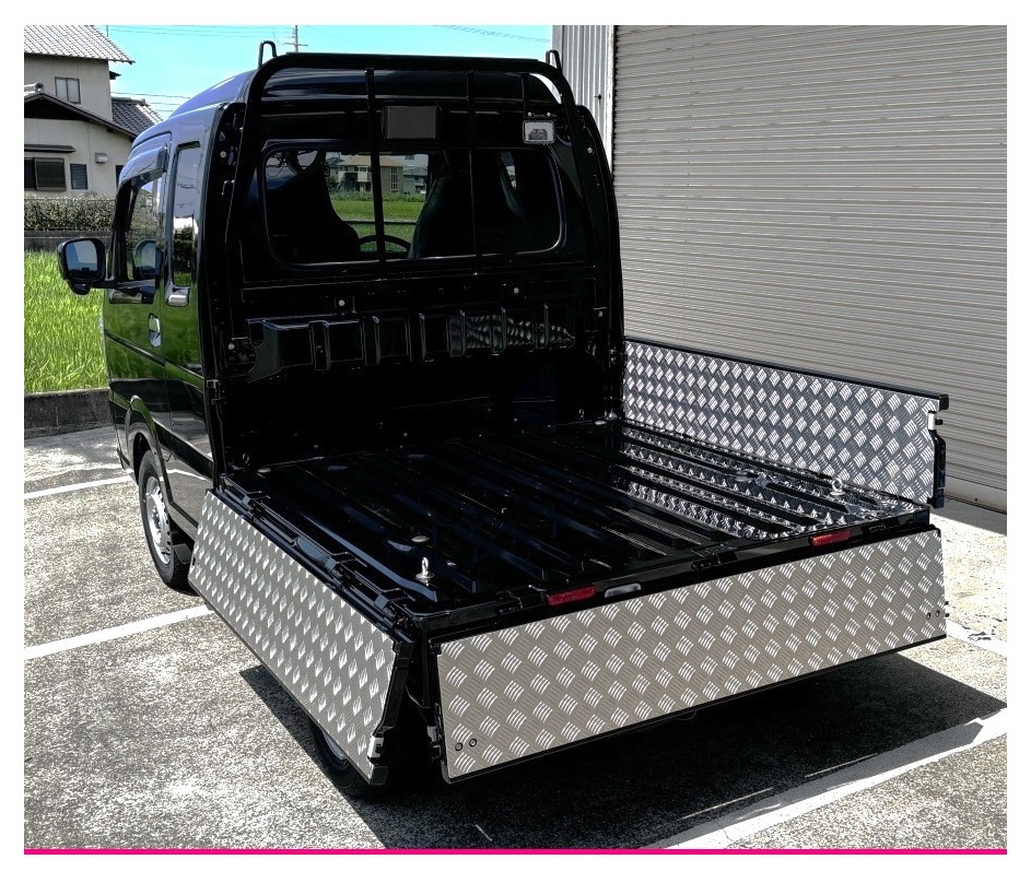 ★軽トラ スーパーキャリイ DA16T【アッパーメンバーガード付車両】(チェーン無用) 荷台あおりインナーパネル アルミ縞板 3枚SET 拍卖