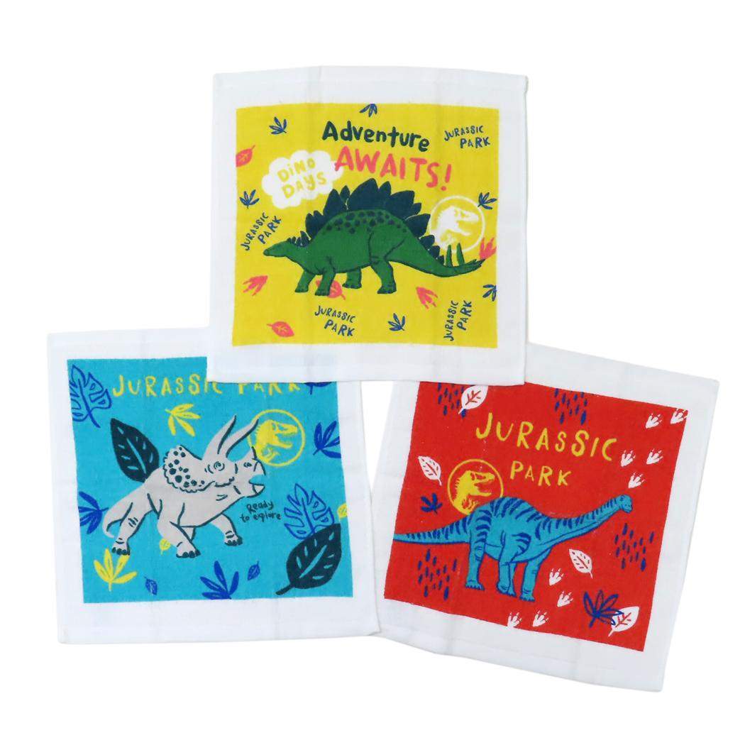 ジュラシックワールド ハンドタオル3枚組 ハンドタオル ネイチャーダイナソー 恐竜 映画キャラクター拍卖