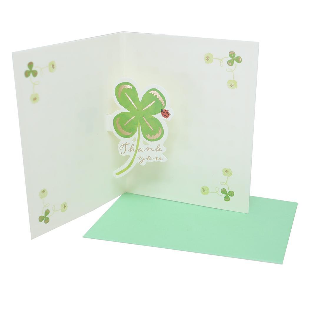 グリーティングカード シンプルポップアップミニカード クローバー拍卖