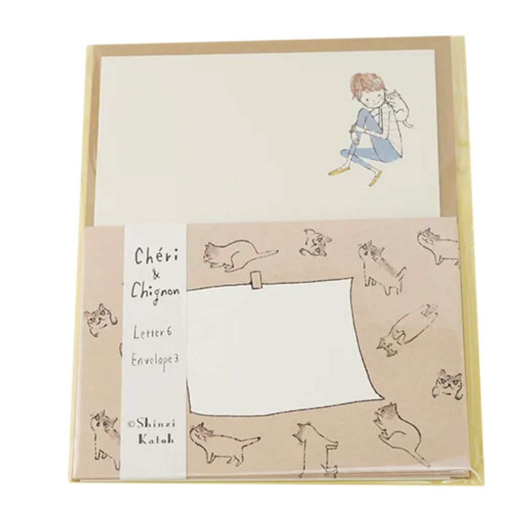 手紙セット レターセット Cheri&Chignon にぎやか 木野瀬印刷拍卖