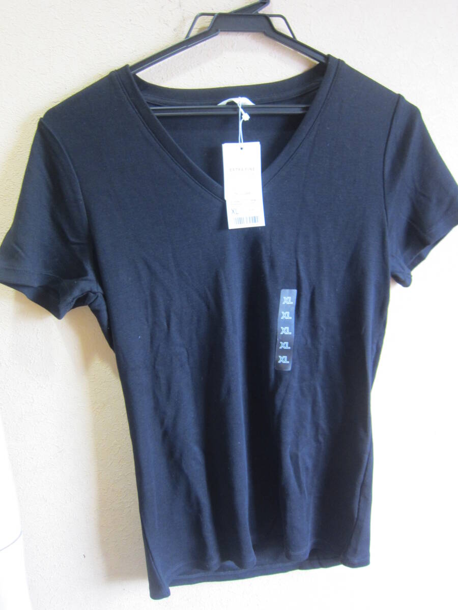 新品 特大 XL レディース UNIQLO ユニクロ エクストラファインコットン Tシャツ カットソー レディース 大きいサイズ タ1950拍卖