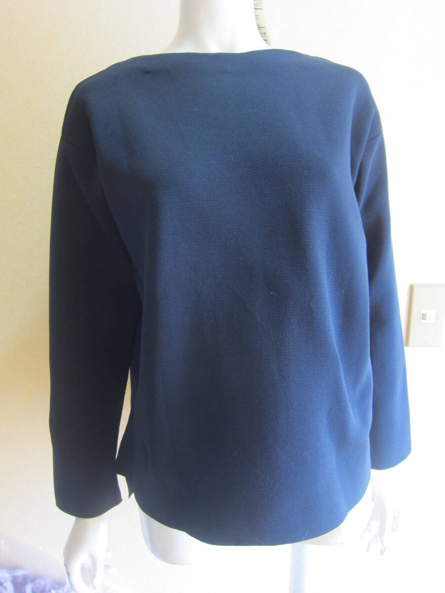 新品 MUJI 無印良品 ミラノリブ編み ボートネックセーター ニット レディース M ダークネイビー タ2019拍卖