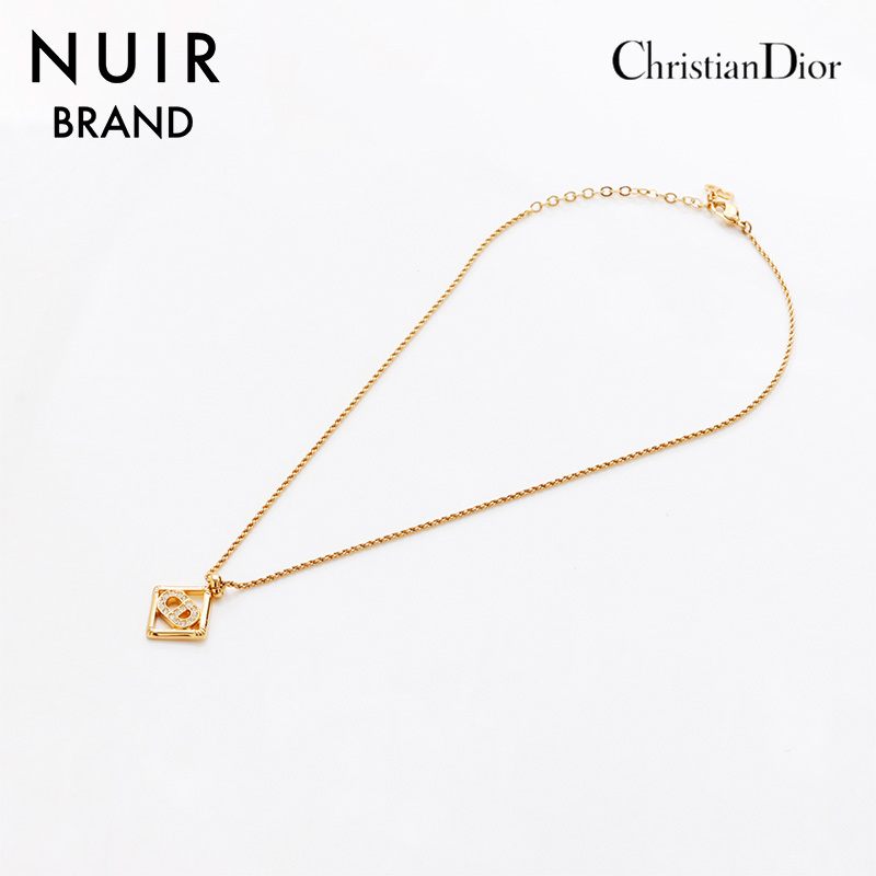 クリスチャンディオール Christian Dior ネックレス ヴィンテージ CD ロゴ ラインストーン ゴールド拍卖