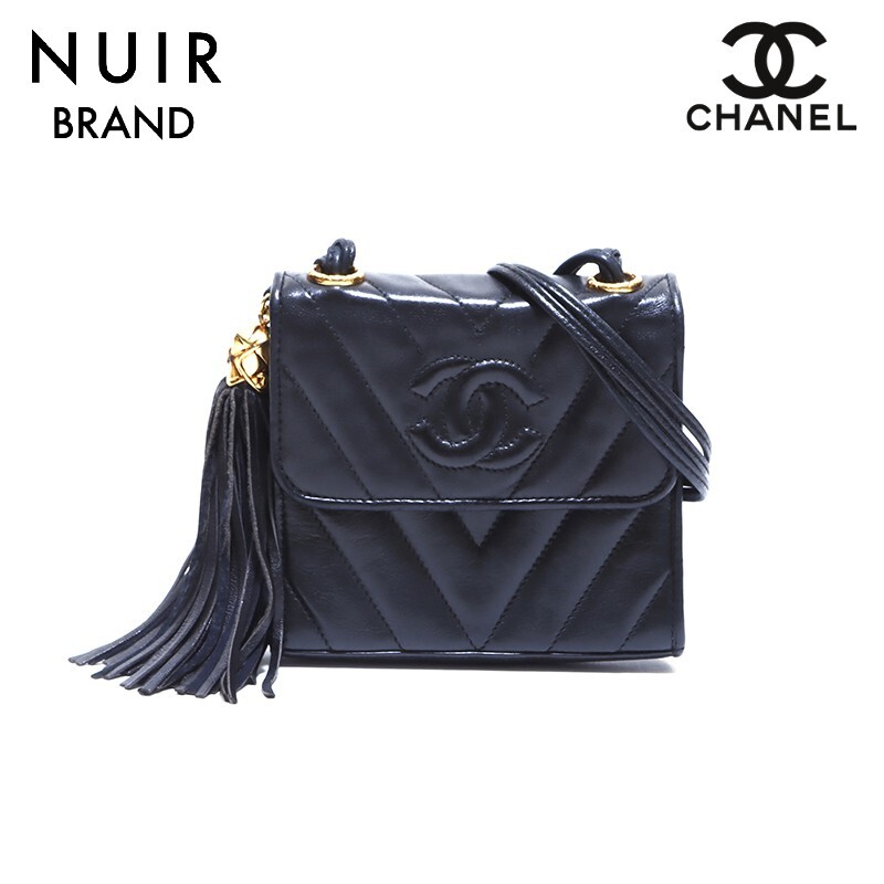 シャネル CHANEL ショルダーバッグ フリンジ 1989-1991年 ラムスキン ブラック拍卖