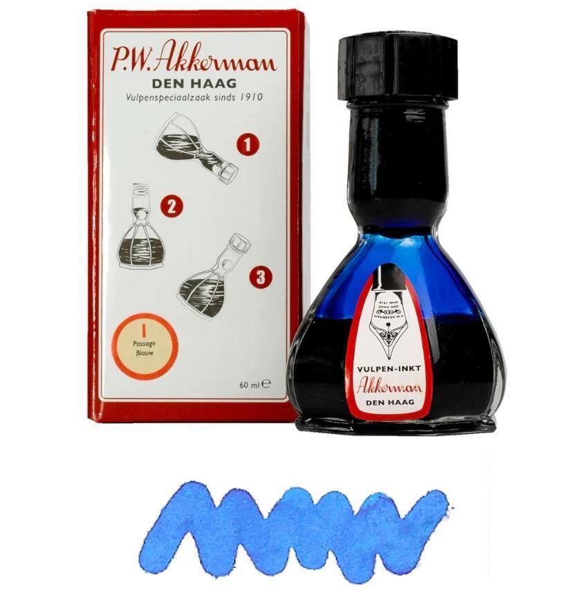【稀少】Akkerman アッカーマン 特殊ボトル #1 パッセージブルー 万年筆インク オランダ製 60ml 新品 fountain pen ink拍卖