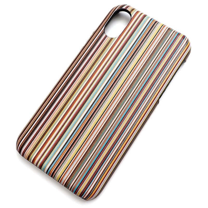E04224 新品 Paul Smith/レザースマホケース iPhone X(10) / XS(10s) 対応 マルチストライプ ポールスミス拍卖