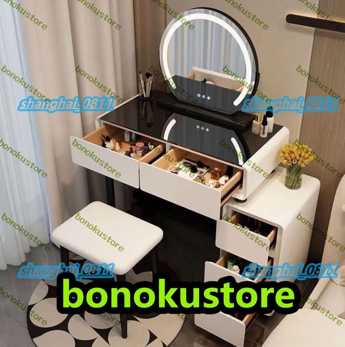 ドレッサー 可愛い ドレッサー コンパクト ライト付き 鏡台 化粧台収納 北欧風 組み合わせ ドレッサー テーブル チェスト おしゃれ 60cm拍卖