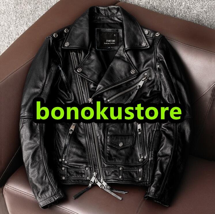 新品 ハレーバイクレザージャケット 上品 本革 高級牛革 ライダースジャケット 革ジャン 秋冬 メンズ S~6XL選択/1点拍卖