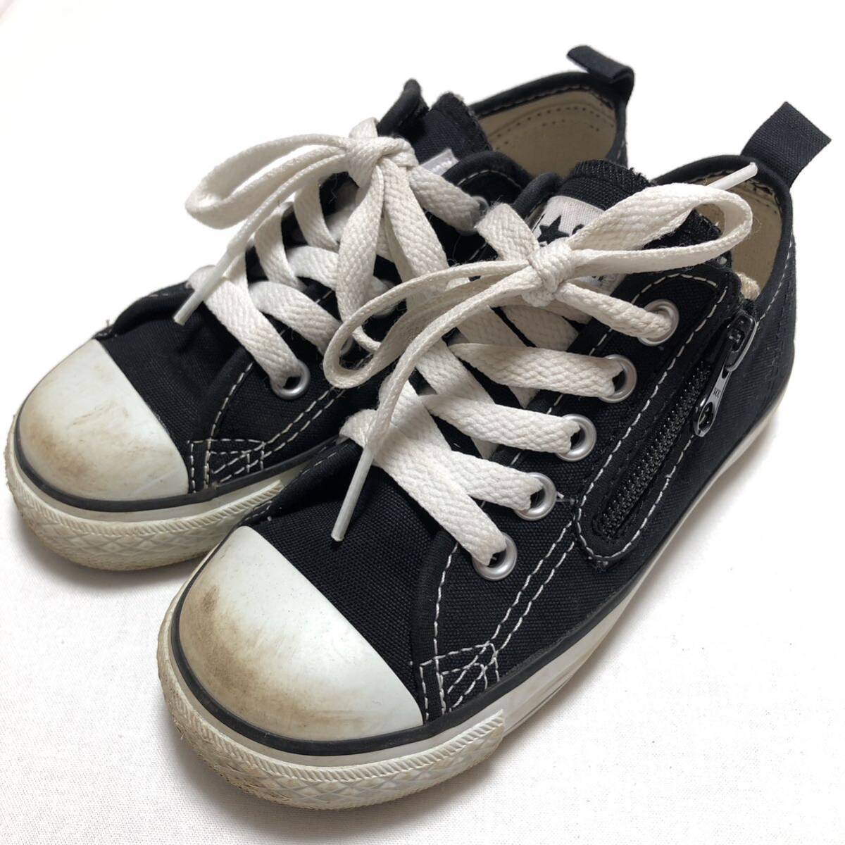 コンバースオールスタージップスニーカー黒キッズ 17センチ 17cm converse 男の子 女の子拍卖
